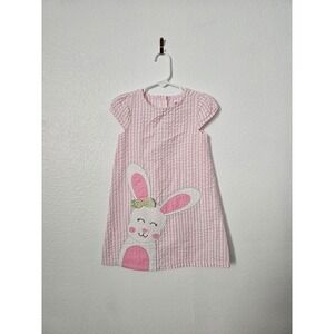 Bunny Rabbit Easter Pink and‎ White Dress Toddler Size 4